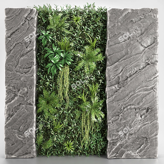 Stone Wall Vertical Garden 3D model image 4