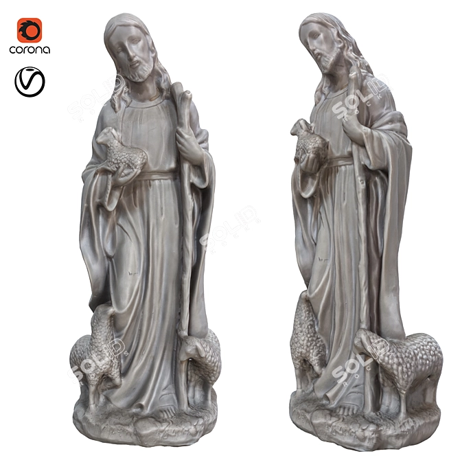 Divine Shepherd: Jesus Statues. 3D model image 1