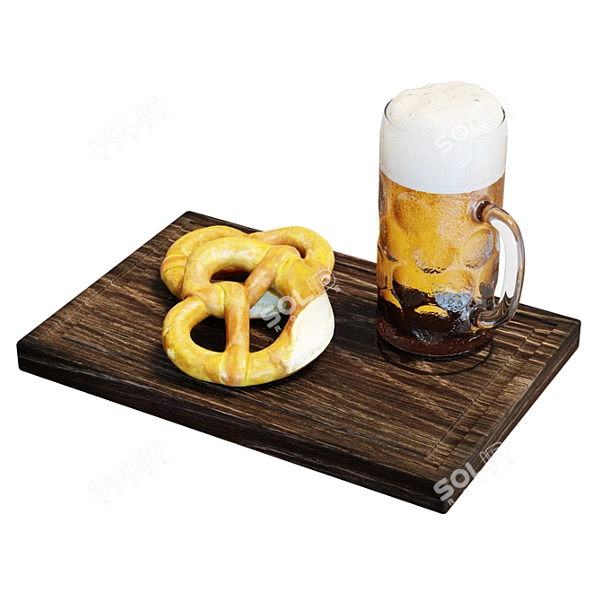 Rustic Mug and Pretzels Set 3D model image 2