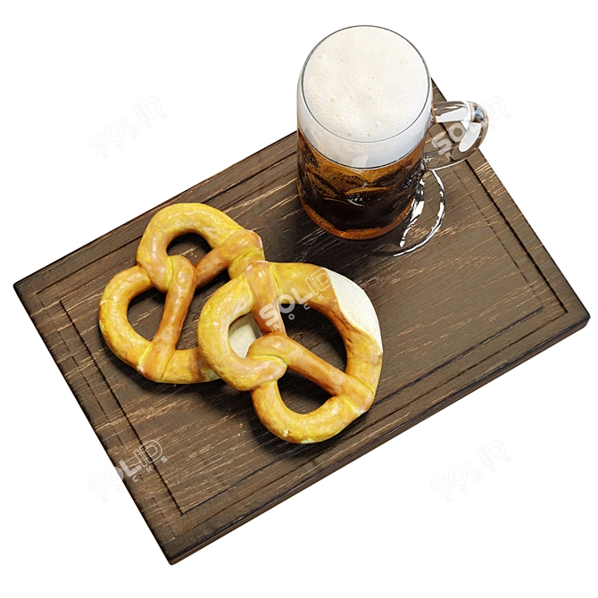 Rustic Mug and Pretzels Set 3D model image 3