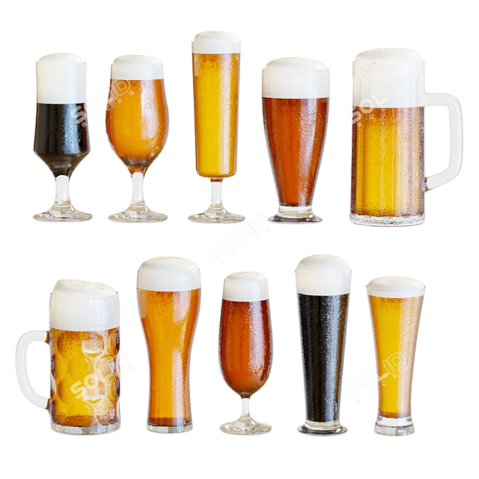 8-Piece Beer Glass Set 3D model image 1