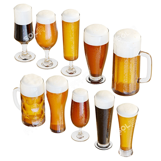 8-Piece Beer Glass Set 3D model image 2