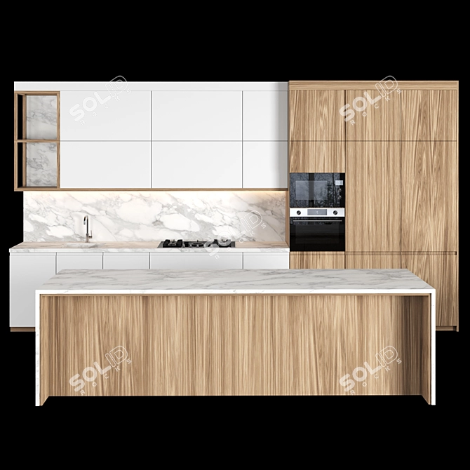 Modern Island Kitchen 086 3D model image 1