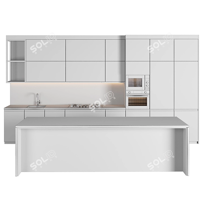 Modern Island Kitchen 086 3D model image 4