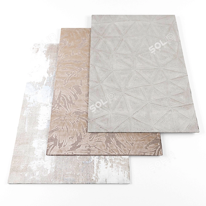 5-Piece Random Texture Rugs 3D model image 1