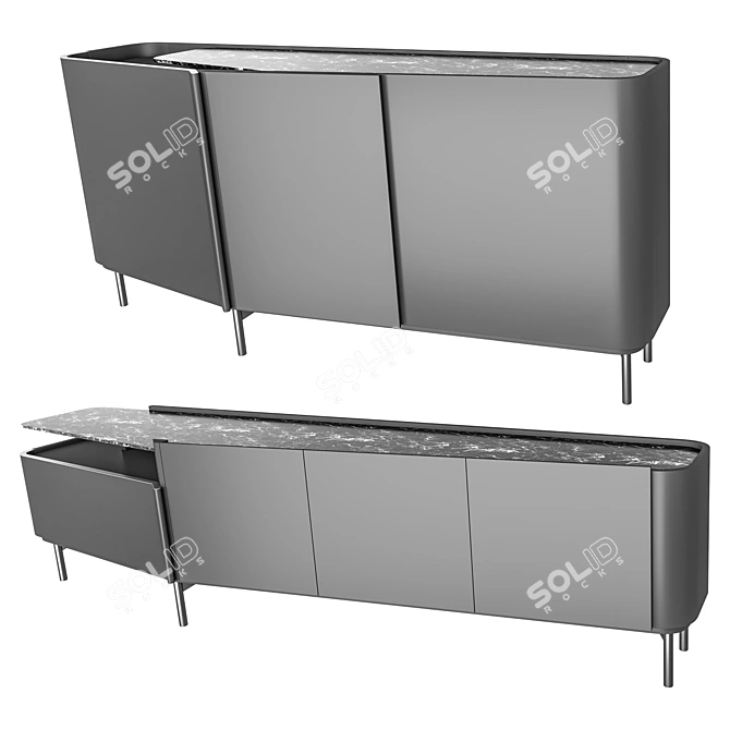 Modern Sideboards in Various Sizes 3D model image 2