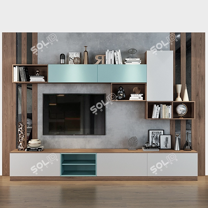 Sleek TV Wall Set 179 3D model image 1