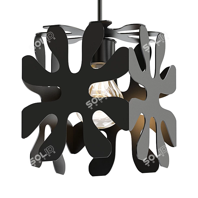 Elegant Wrought Iron Pendant 3D model image 1