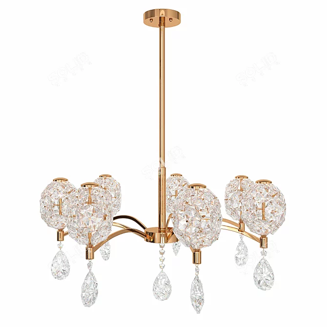 Elegant Iron Crystal Chandelier 3D model image 1