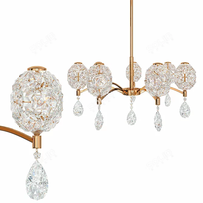 Elegant Iron Crystal Chandelier 3D model image 2