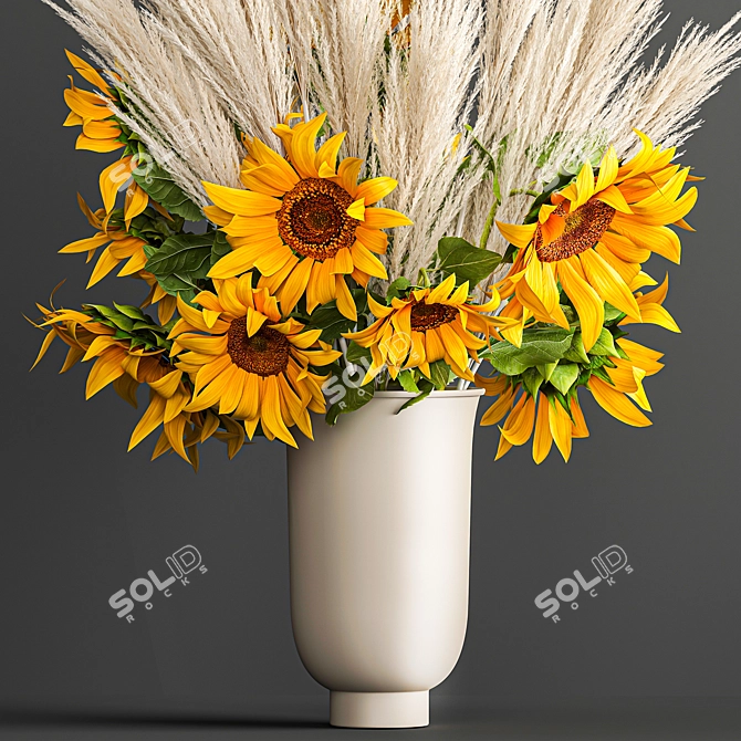 Elegant Reed Bouquet in Cyclades Vase 3D model image 3