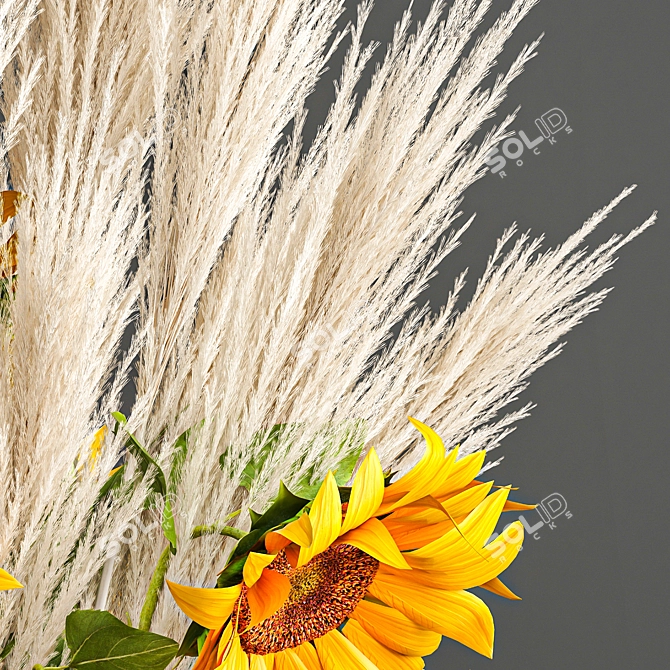 Elegant Reed Bouquet in Cyclades Vase 3D model image 4
