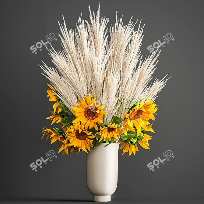 Elegant Reed Bouquet in Cyclades Vase 3D model image 6