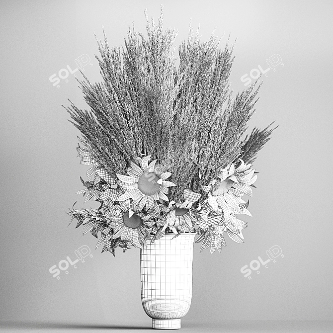 Elegant Reed Bouquet in Cyclades Vase 3D model image 7