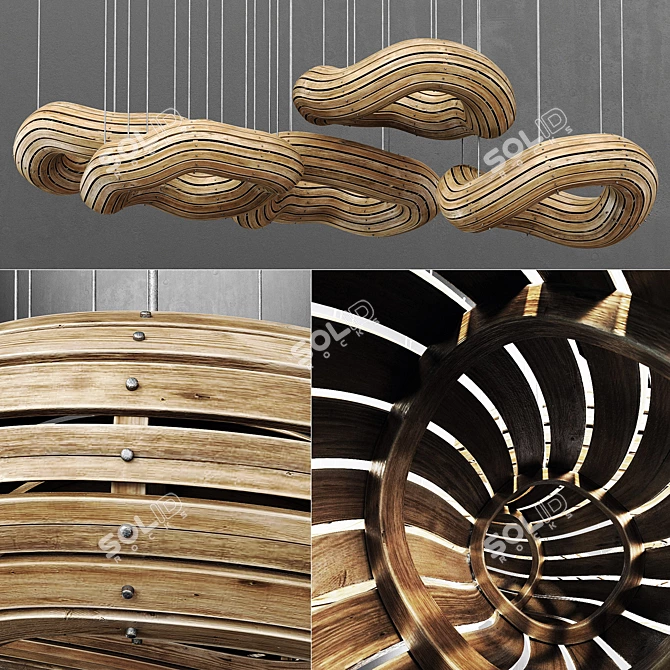 Wooden Board Bagel Decor 3D model image 2