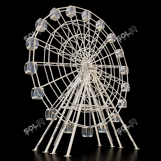 28m Ferris Wheel: Gray and Black, Night Illumination 3D model image 1