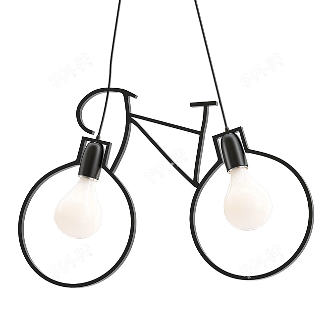 Retro Iron Bicycle Pendant Light 3D model image 1