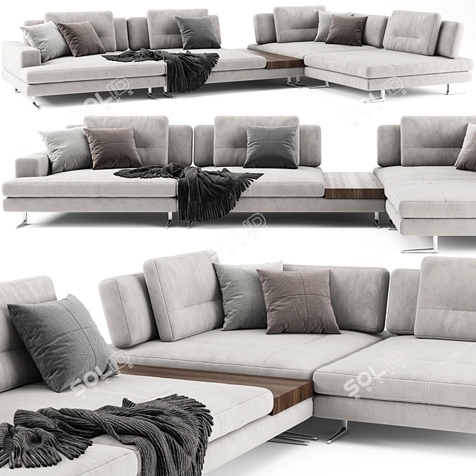 Elegant Blanche Ermes Sofa 3D model image 1