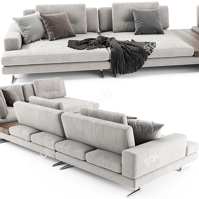 Elegant Blanche Ermes Sofa 3D model image 2