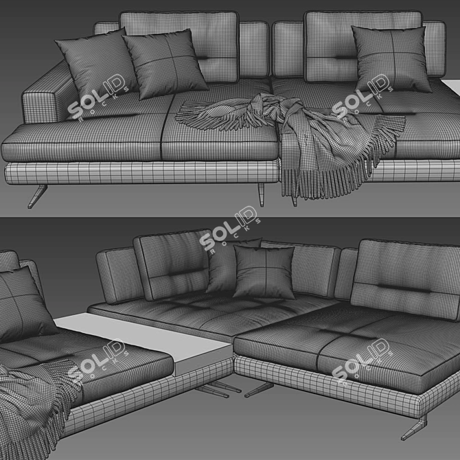 Elegant Blanche Ermes Sofa 3D model image 5