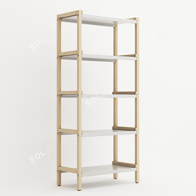  EKENABBEN Oak White Open Shelving Rack 3D model image 5