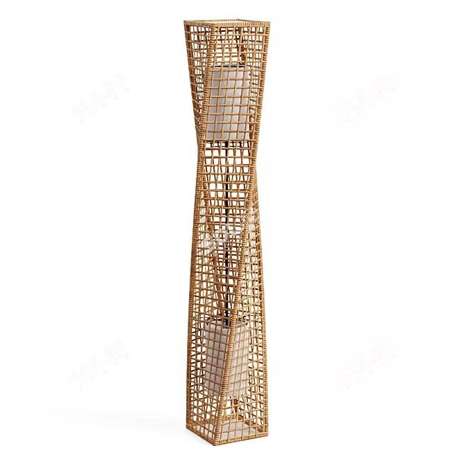 Daphne Rattan Twist Floor Lamp 3D model image 1