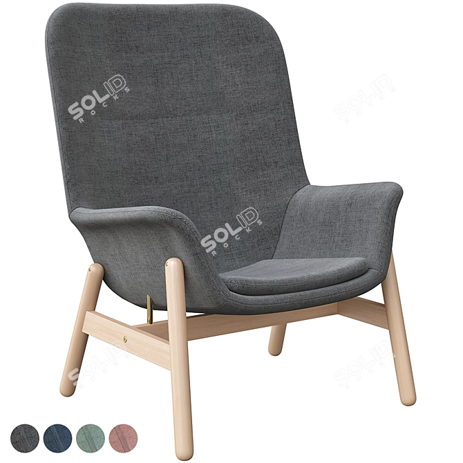 Modern Vedbo Chair with High Back in Gunnared Light Brown-Pink 3D model image 1