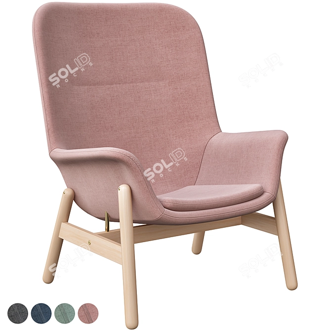 Modern Vedbo Chair with High Back in Gunnared Light Brown-Pink 3D model image 2