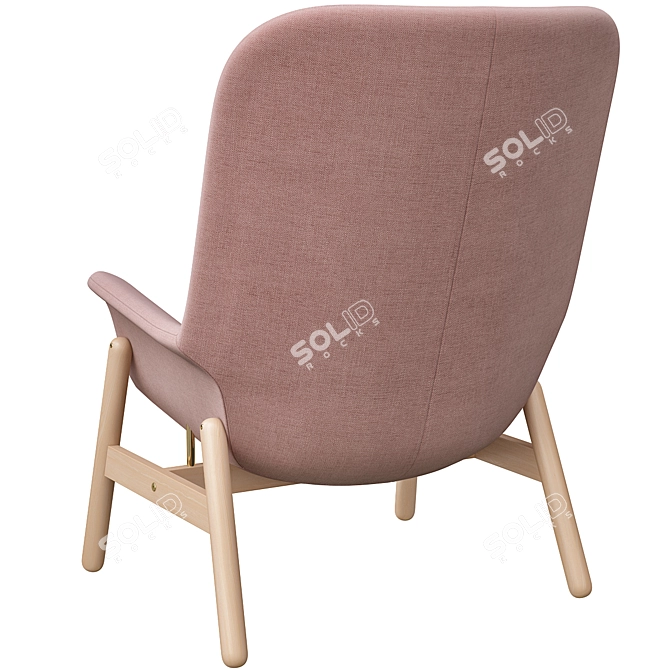 Modern Vedbo Chair with High Back in Gunnared Light Brown-Pink 3D model image 6