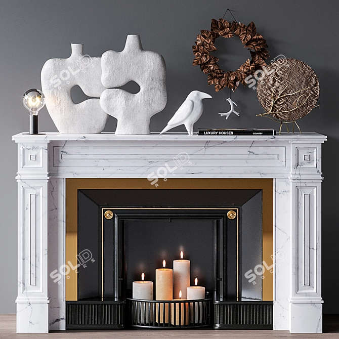 Modern Decorative Fireplace Set 3D model image 1