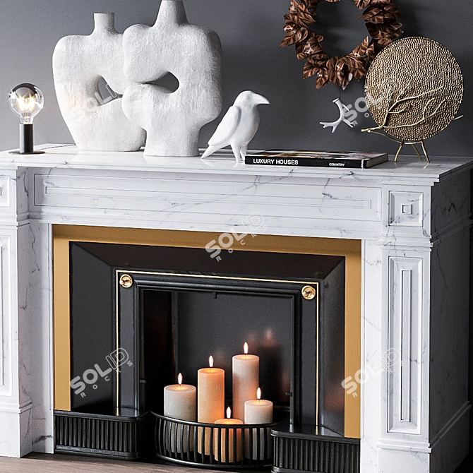 Modern Decorative Fireplace Set 3D model image 2