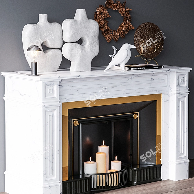 Modern Decorative Fireplace Set 3D model image 3