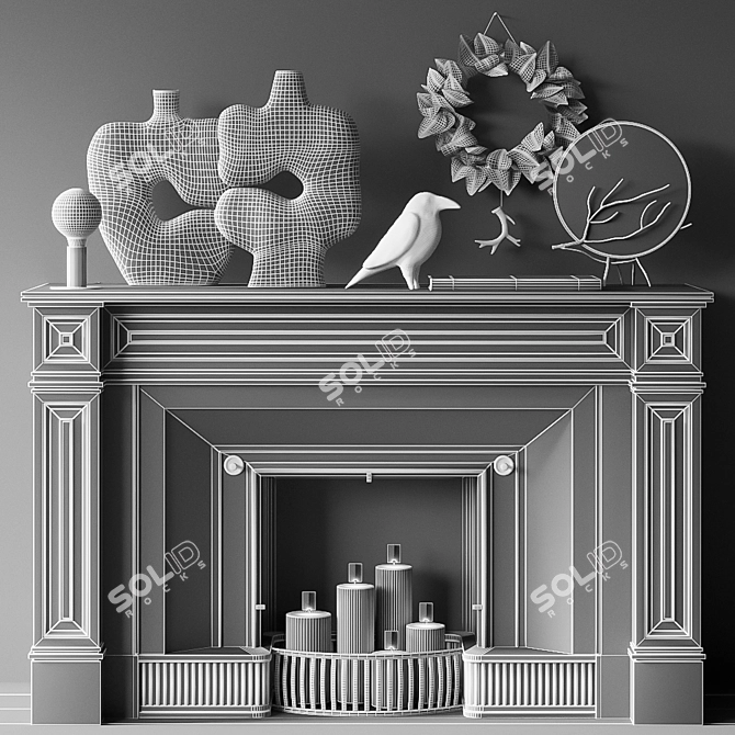 Modern Decorative Fireplace Set 3D model image 4