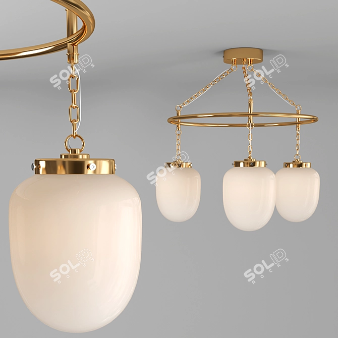 Elegant Milk Glass Pendant Light 3D model image 2