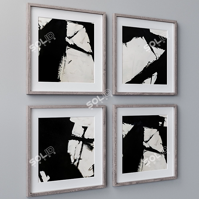 Elegant Wall Paintings Set 3D model image 2