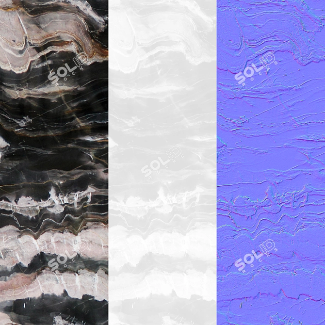 Sleek Dark Marble Texture 3D model image 2