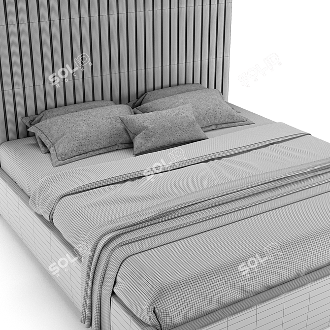 Elegant Gray Velvet Mora Bed 3D model image 13