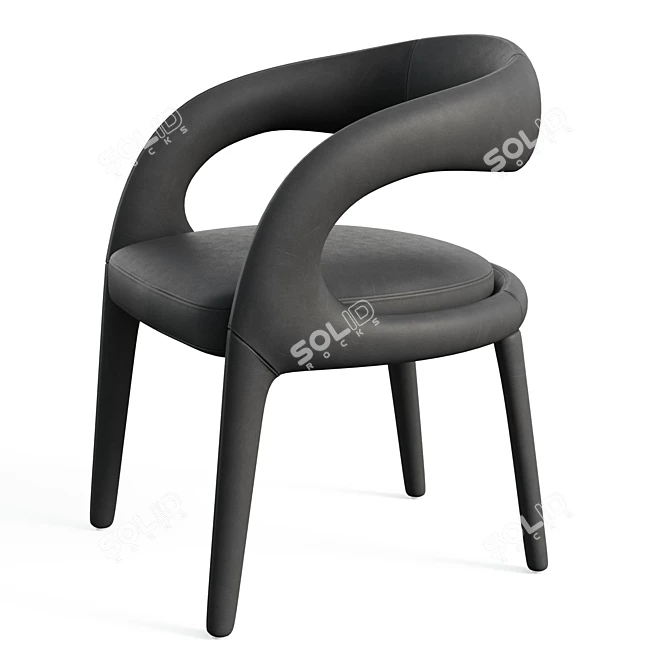 Sleek Leather Dining Chair 3D model image 3