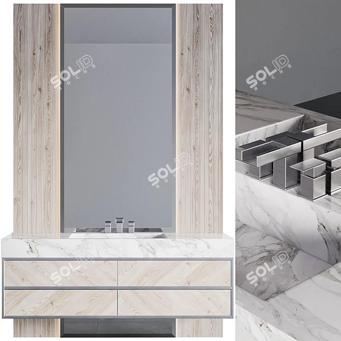 Modern Bathroom Furniture Set 3D model image 1