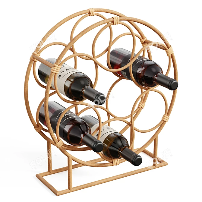 Boho Rattan Metal Wine Rack 3D model image 1