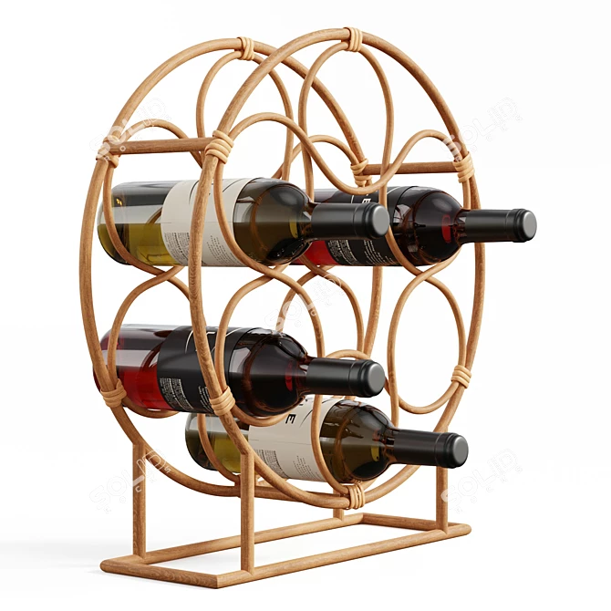 Boho Rattan Metal Wine Rack 3D model image 3