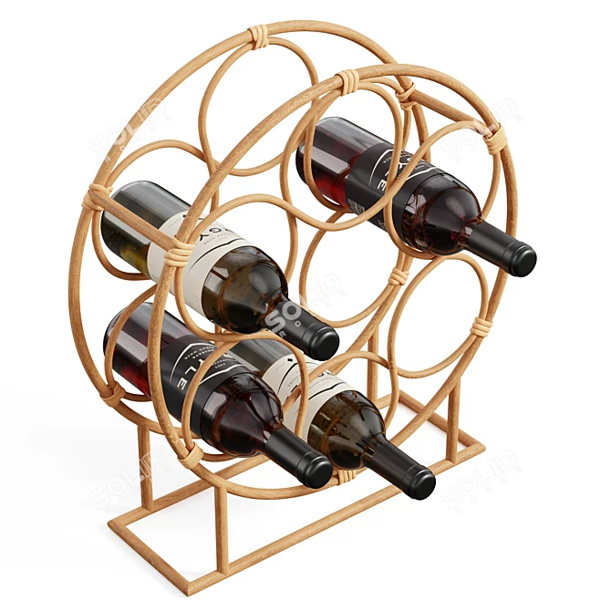 Boho Rattan Metal Wine Rack 3D model image 4