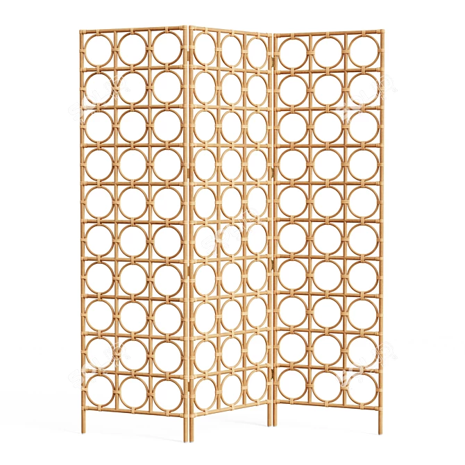 Vintage Rattan Room Divider 3D model image 1