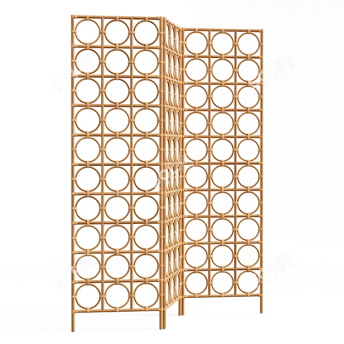 Vintage Rattan Room Divider 3D model image 2