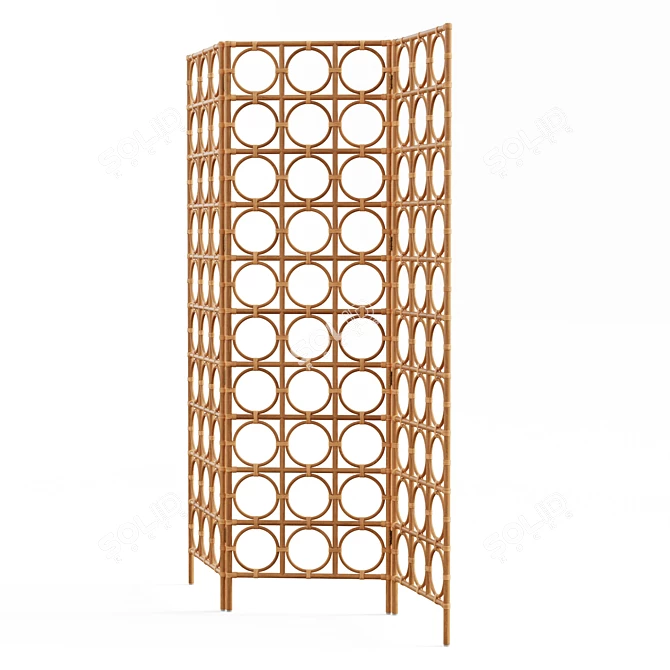 Vintage Rattan Room Divider 3D model image 4