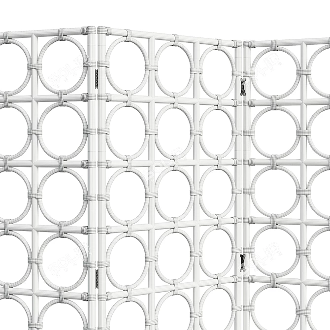 Vintage Rattan Room Divider 3D model image 6