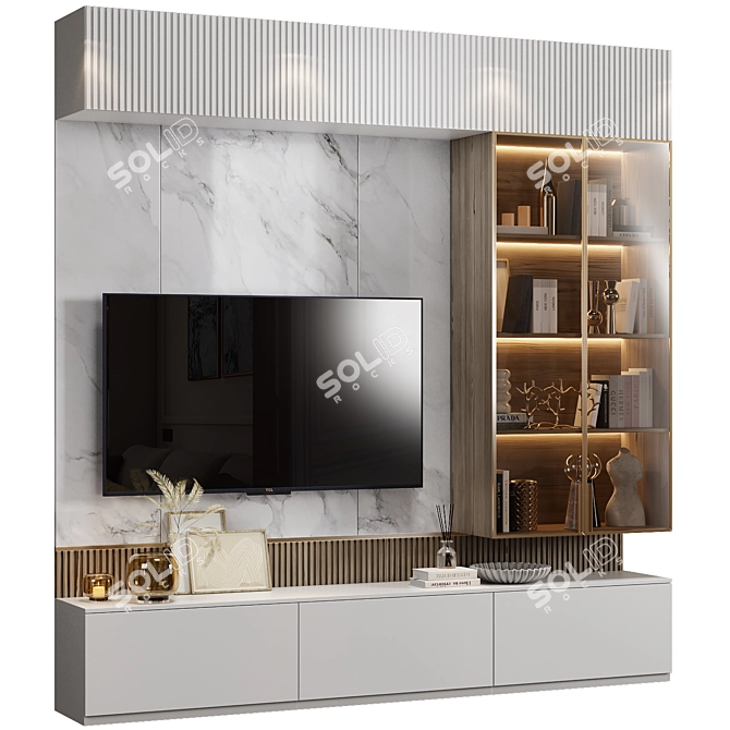 Elegant Neoclassical TV Wall 3D model image 2