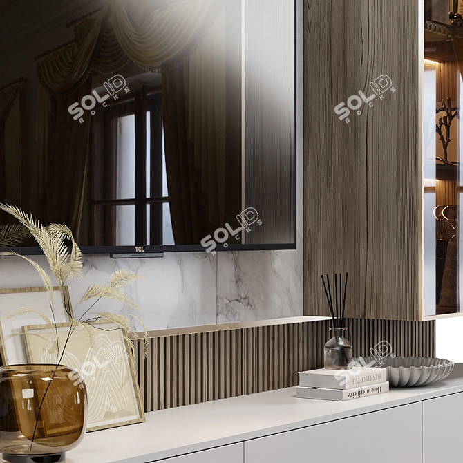 Elegant Neoclassical TV Wall 3D model image 3