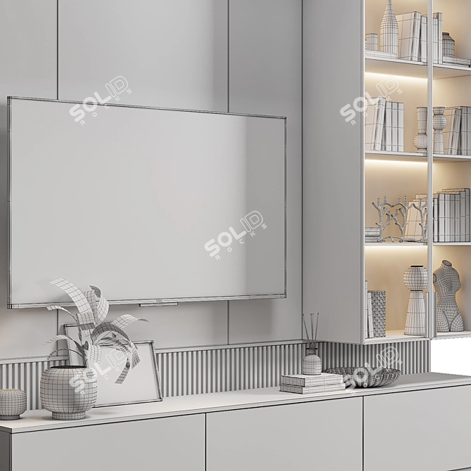 Elegant Neoclassical TV Wall 3D model image 4