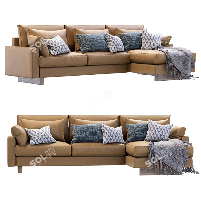 Modern Leather Harmony Sofa 3D model image 1